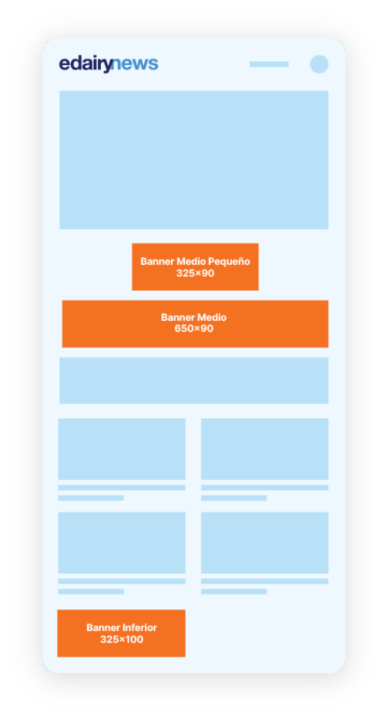 Mockup da newsletter com posicionamento dos banners