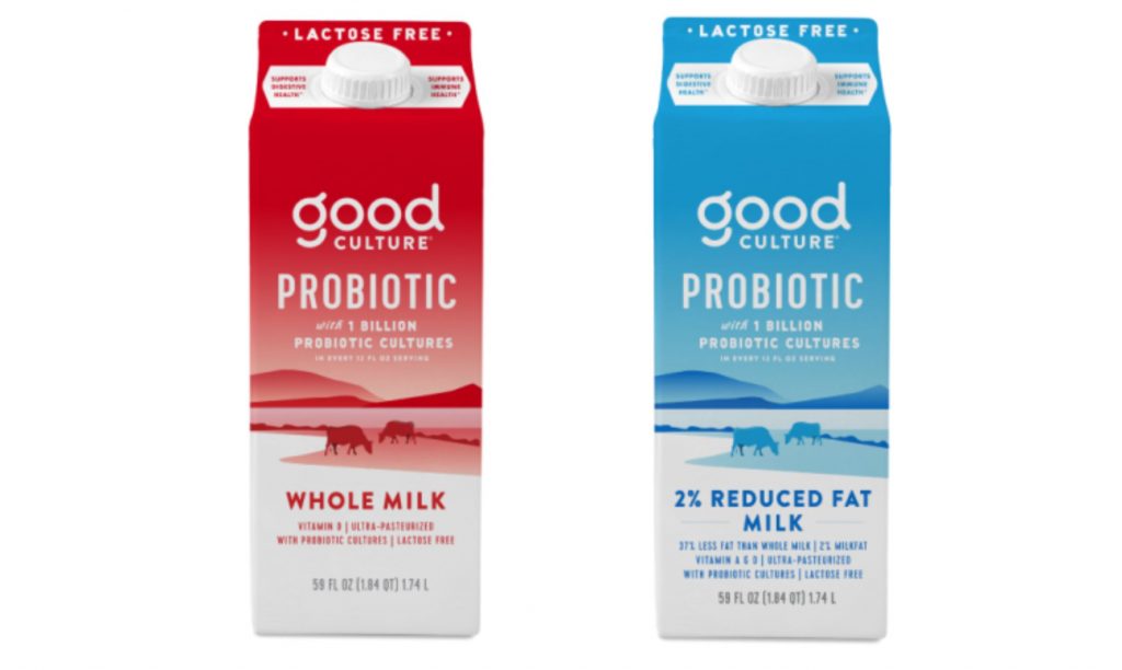 O leite probiótico Good Culture estará disponível nas variedades integral e com teor reduzido de gordura