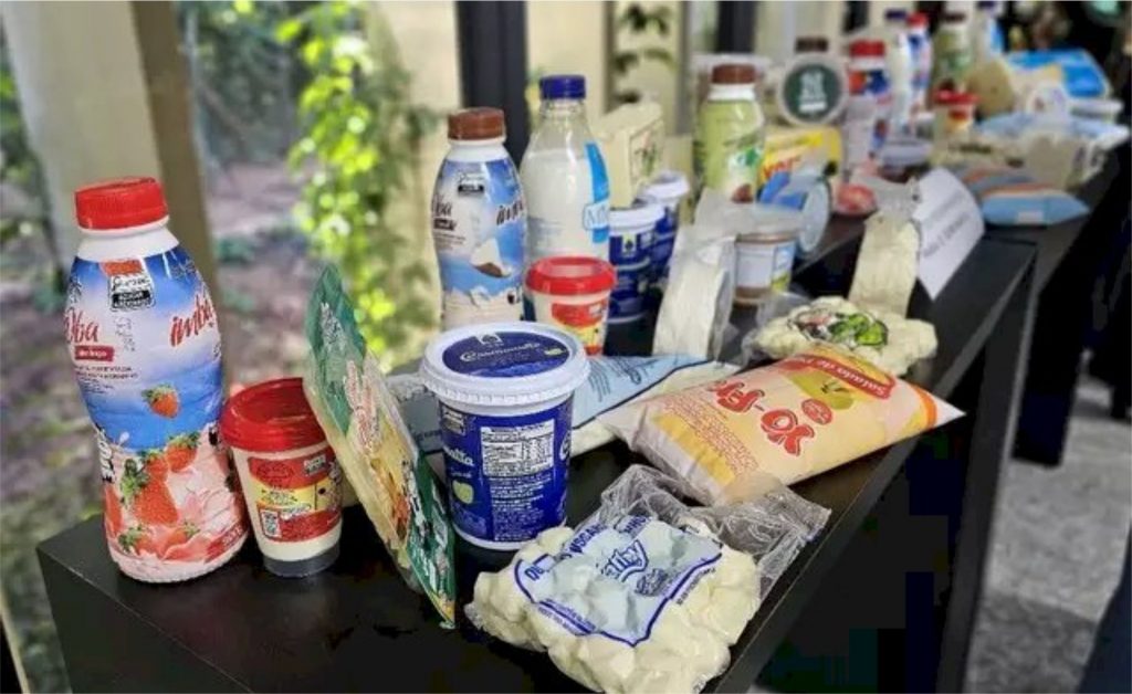 Produtos lácteos produzidos em MS foram expostos durante "Leite da Manhã" promovido na Assembleia Legislativa. (Foto: Mairinco de Paula/Semadesc)
