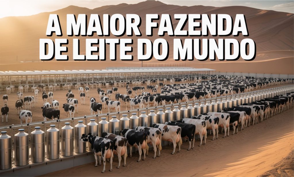 Foto: Com 50 mil vacas e produção anual de 170 milhões de litros de leite, a fazenda Al Safi na Arábia Saudita é a maior do mundo e opera como uma cidade agroindustrial no meio do deserto