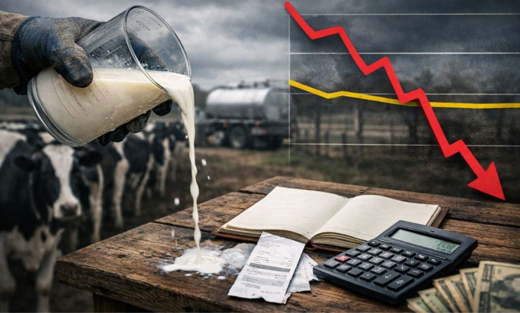 🐄 O preço do leite despenca e mostra como 6 mil litros por mês mal garantem R$ 5 mil para sustentar família e fazenda.