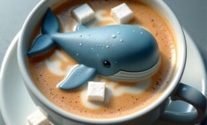 O leite de baleia não “escorre”. Ele cai em blocos.