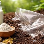 Plástico de leite avança como alternativa ao descartável fóssil ♻️ 1 ♻️ Pesquisadores usam proteínas do leite, amido e argila para criar plástico biodegradável que desaparece no solo em pouco mais de três meses.