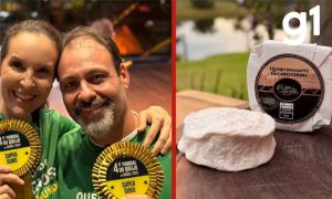 Entre os premiados estão os produtores Larissa Alves Berté Barbosa e Silas Vicente Barbosa Júnior, que conquistaram medalha SuperOuro com o queijo Diamante e com a manteiga com trufas negras. — Foto: Reprodução- Quinta Da Cartucheira