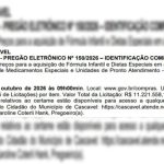 Licitação prevê compra de fórmulas infantis e dietas especiais para unidades de saúde de Cascavel Licitação